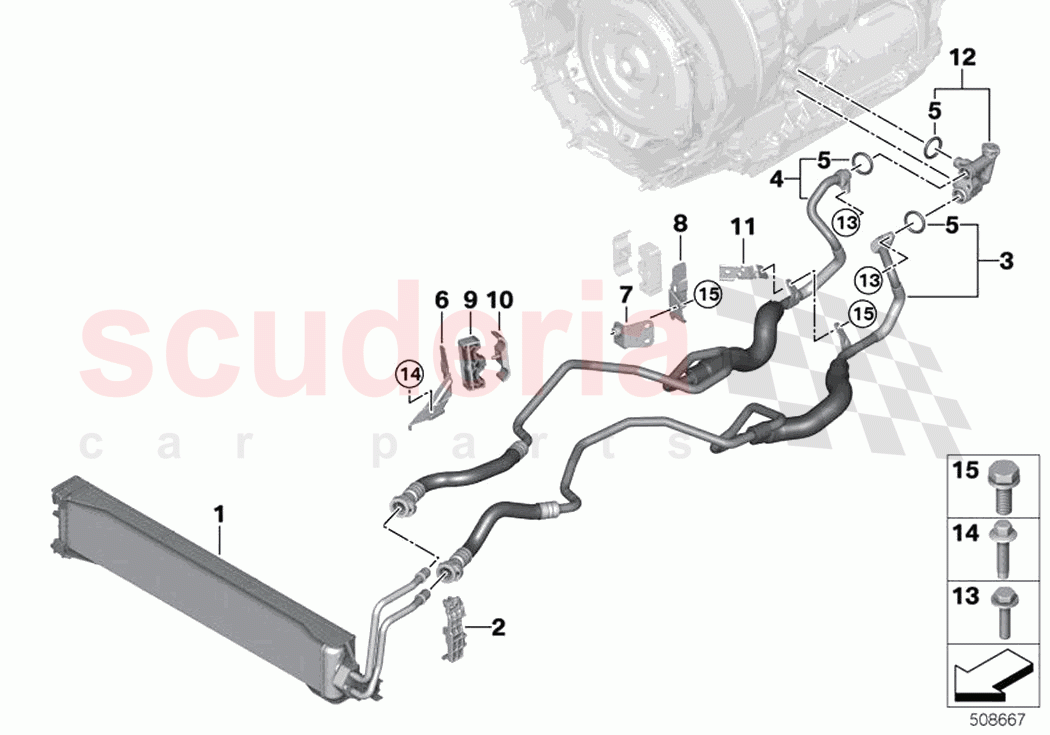 Transmission oil cooler oil cooler line of Rolls Royce Rolls Royce Ghost RR21(2019-2023)