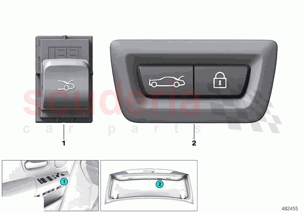 Switch rear lid Centerlock of Rolls Royce Rolls Royce Ghost RR21(2019-2023)