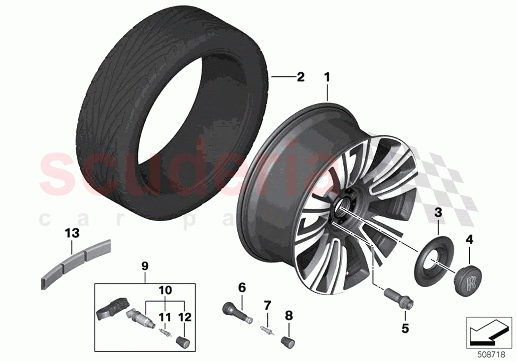 Light alloy wheel styling 823 of Rolls Royce Rolls Royce Ghost RR21(2019-2023)