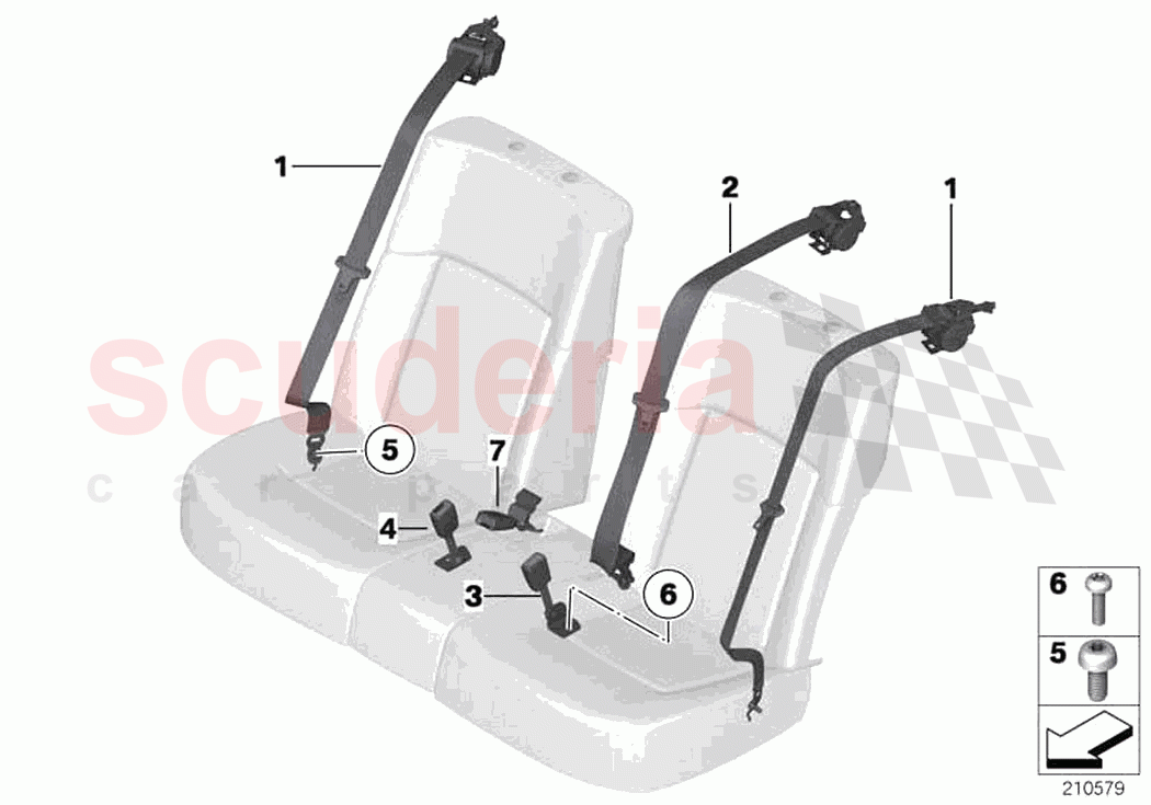 Safety belt rear of Rolls Royce Rolls Royce Ghost RR4(2017-2019)