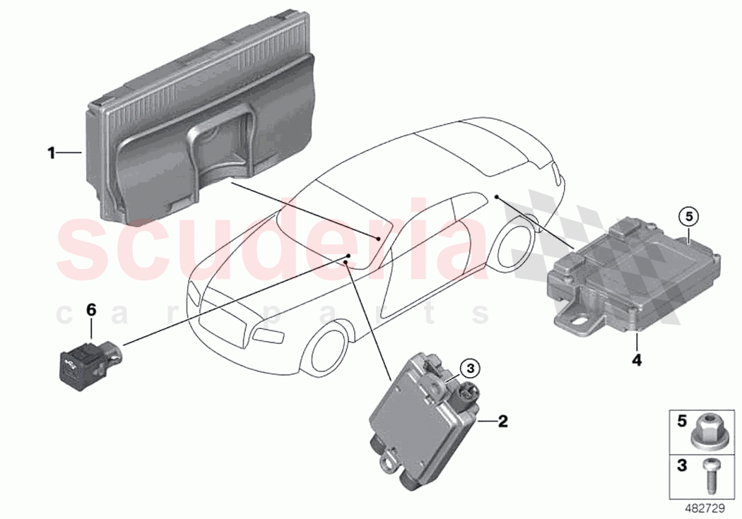 Separate compon telephony wirel charging of Rolls Royce Rolls Royce Phantom Extended RR12(2017-2023)