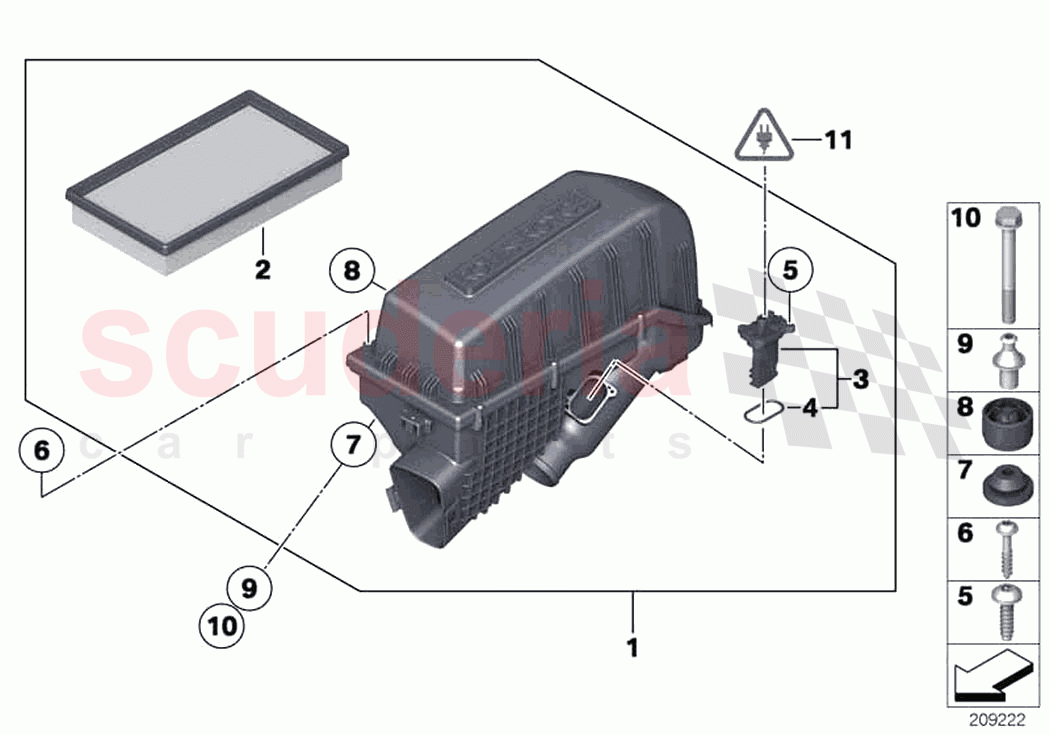 Intake silencer Filter cartridge HFM of Rolls Royce Rolls Royce Phantom Extended RR12(2017-2023)