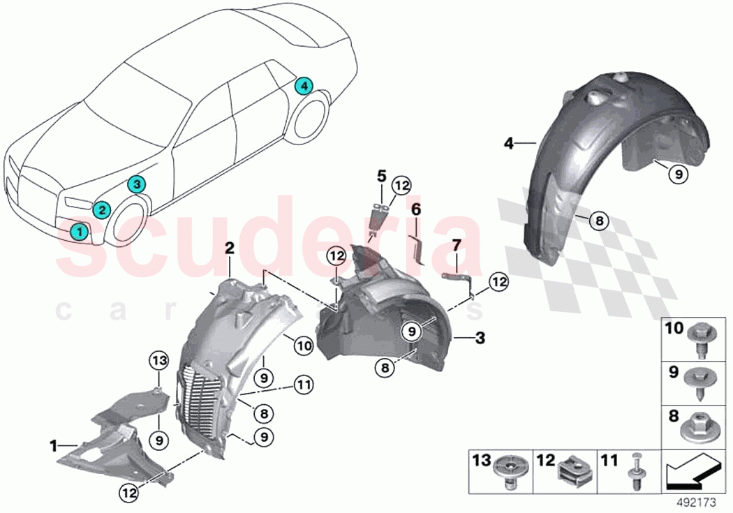 Wheelarch trim of Rolls Royce Rolls Royce Phantom Extended RR12(2017-2023)