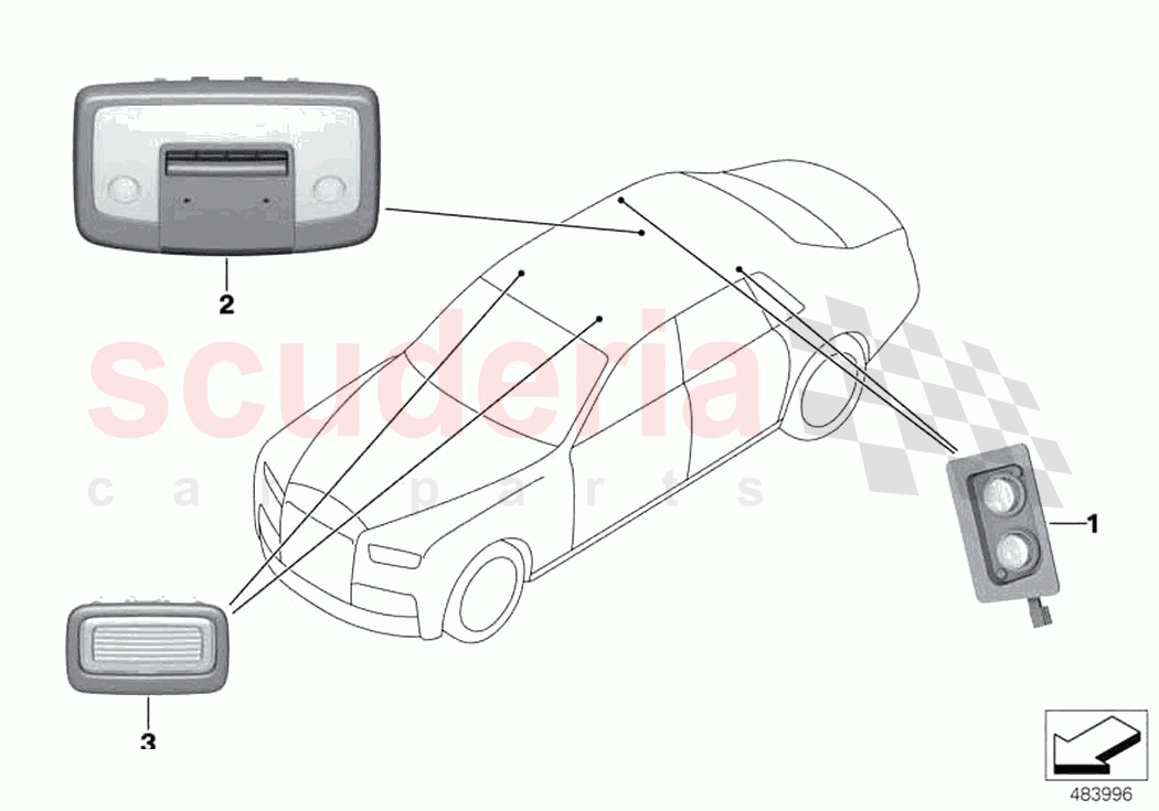 overhead interior light of Rolls Royce Rolls Royce Phantom RR11(2017-2023)