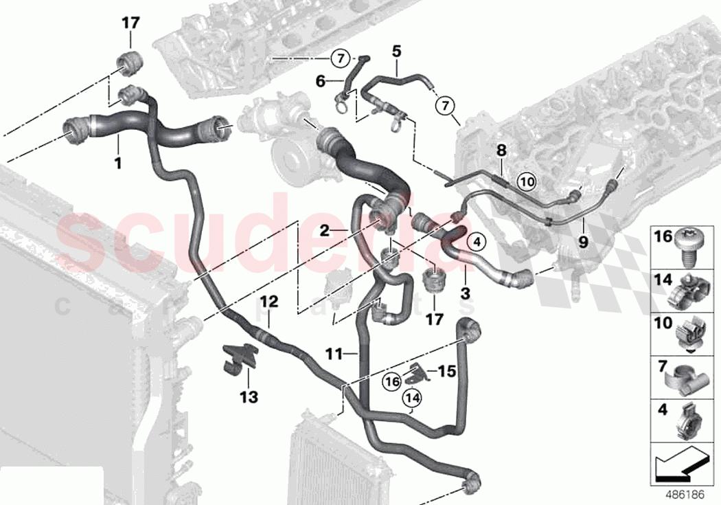 Cooling system coolant hoses of Rolls Royce Rolls Royce Phantom RR11(2017-2023)