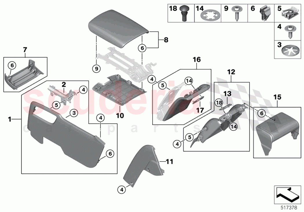 Mntg parts centre console rear comp of Rolls Royce Rolls Royce Phantom RR11(2017-2023)