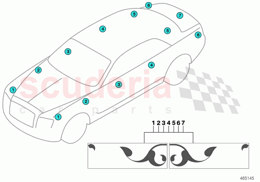 Coachline Motif of Rolls Royce Rolls Royce Wraith RR5(2017-2023)