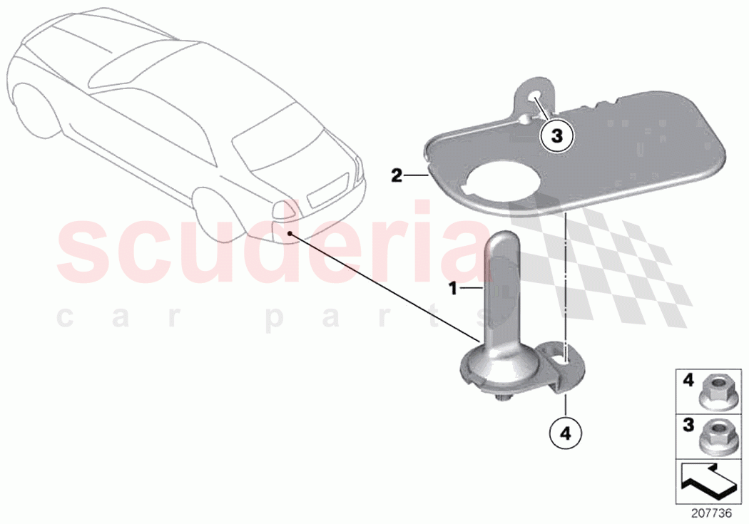 Single parts telephone aerial of Rolls Royce Rolls Royce Wraith RR5(2017-2023)