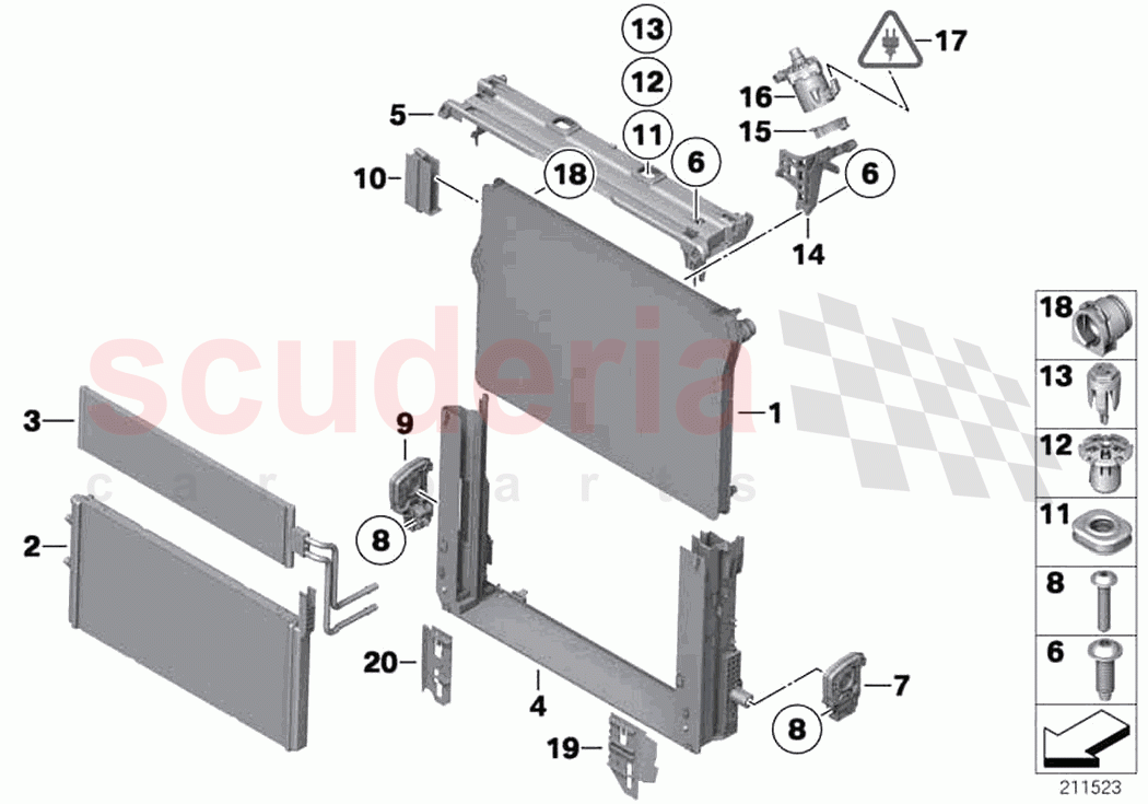 Mounting parts f radiator of Rolls Royce Rolls Royce Wraith RR5(2017-2023)
