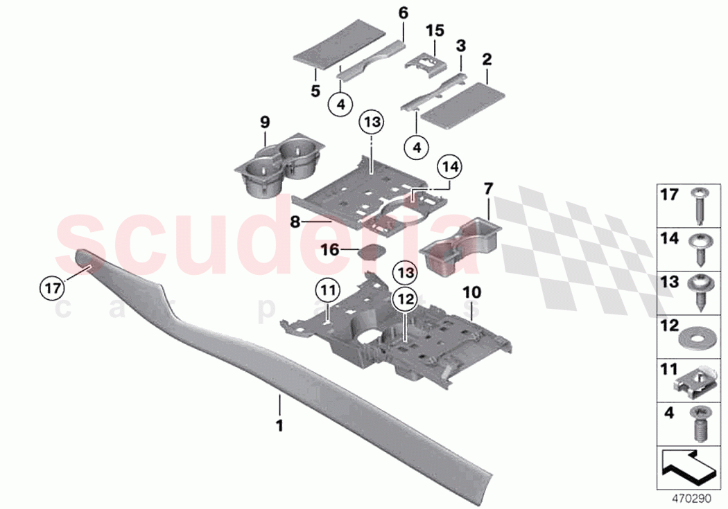 Mounted parts for centre console of Rolls Royce Rolls Royce Wraith RR5(2017-2023)