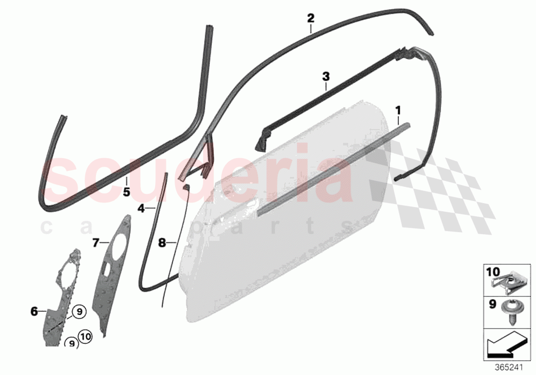 Trims and seals door front of Rolls Royce Rolls Royce Wraith RR5(2017-2023)