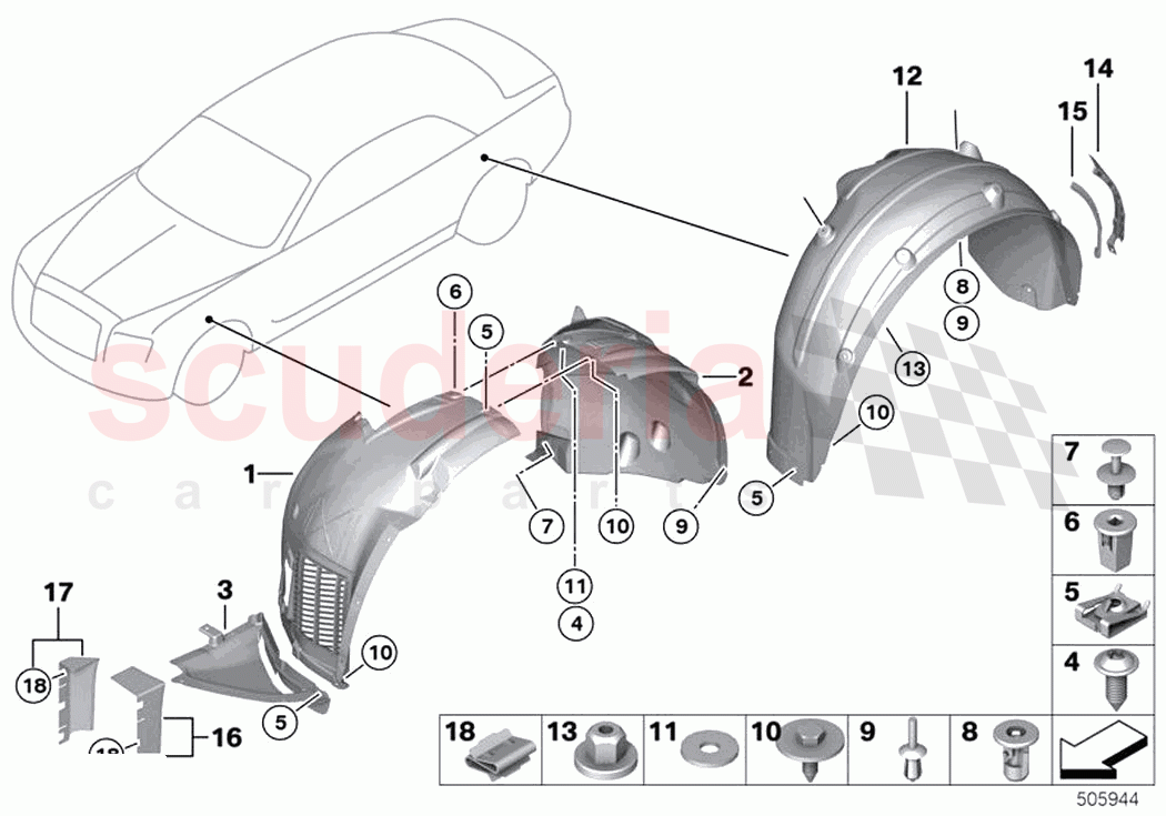 Wheelarch trim of Rolls Royce Rolls Royce Wraith RR5(2017-2023)
