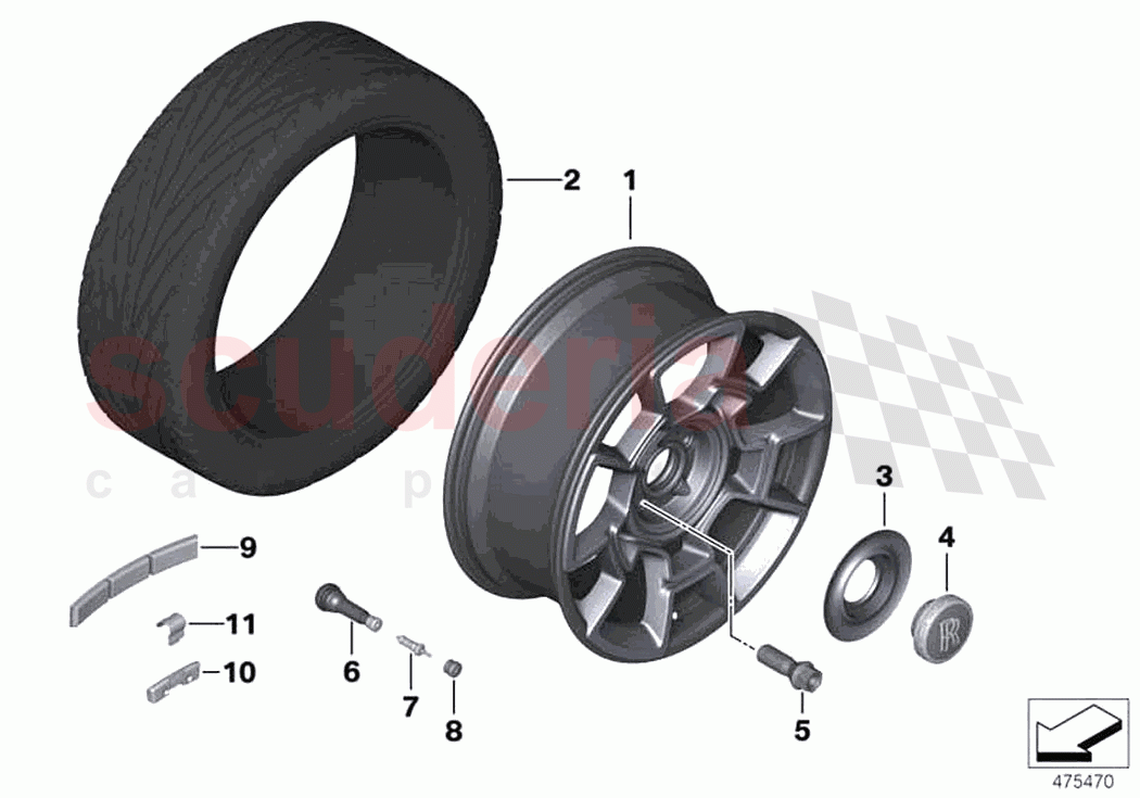 Light alloy wheel styling 676 of Rolls Royce Rolls Royce Wraith RR5(2017-2023)