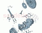 Dual-mass flywheel V-belt pulley with vibration damper Crankshaft bearing shell