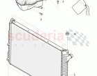Coolant radiator, reservoir with attachment, parts