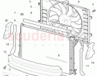 Coolant radiator, electric fan, air duct, reservoir