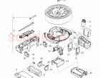 Vehicle tools, jack, breakdown set with compressor, mounting for spare wheel