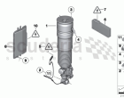 Air spring strut, rear/control units