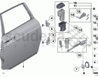 Rear door, hinge/door brake