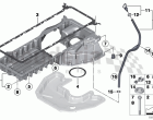 Oil pan upper part, oil level indicator