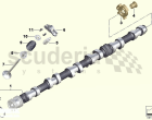 Valve timing gear, camshaft, outlet