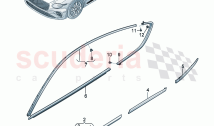 Trim for door window frame trim strip for fender and door