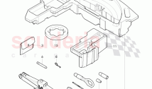 Vehicle tools, for vehicles with space-saving, spare wheel