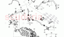 Coolant hoses and pipes, engine