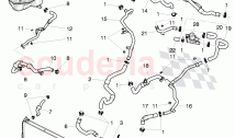 Coolant hoses and pipes, Engine bay, for vehicles with coolant auxiliary heater, F&hellip;