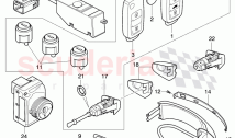 lock with lock cylinder, and keys, door handle, outer, F >> 3W-7-049 992