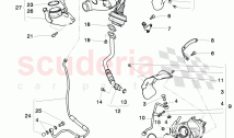 Exhaust gas turbocharger, oil return line, oil pressure line