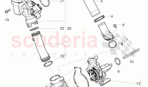 water pump, thermo valve, coolant adapter, D - MJ 2015>>