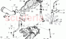 Exhaust gas turbocharger, (water-cooled), oil return line, oil pressure line, Serv&hellip;
