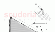 Coolant radiator, reservoir with attachment, parts