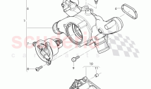 water pump with adhesive, gasket, coolant thermostat housing, with thermostat