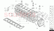 CYLINDER HEAD WITH STUDS AND CENTERING SLEEVES