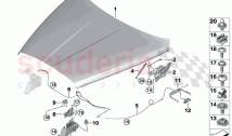 Engine hood mounting parts