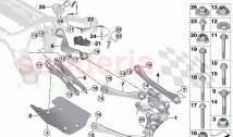 Rear axle support wheel suspension