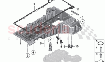 Oil pan upper part oil level indicator