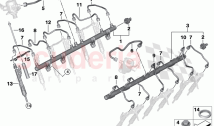 High pressure rail injector line