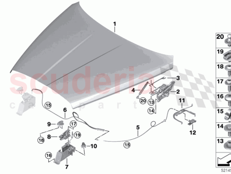 Photo of Left engine hood hinge…