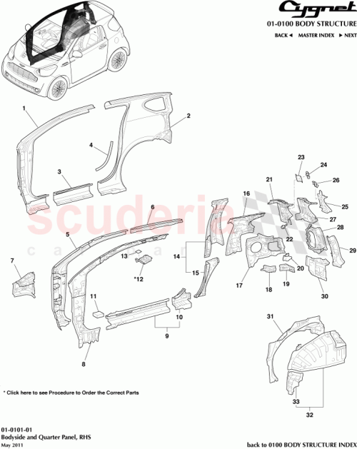 Part Diagram for Aston Martin 61175-74011