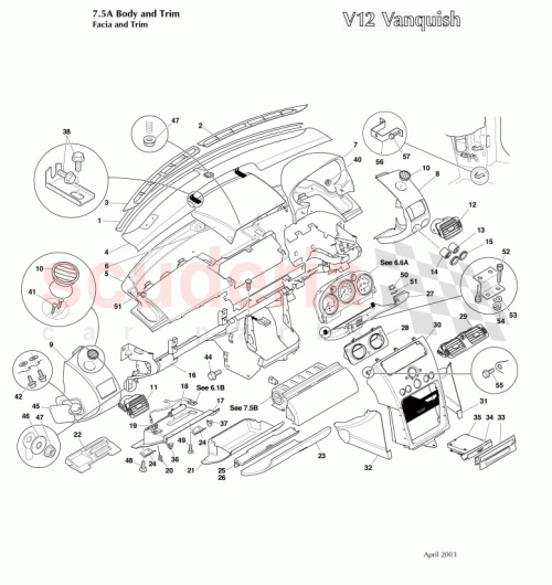 Part Diagram for Aston Martin 1R12-37-10156