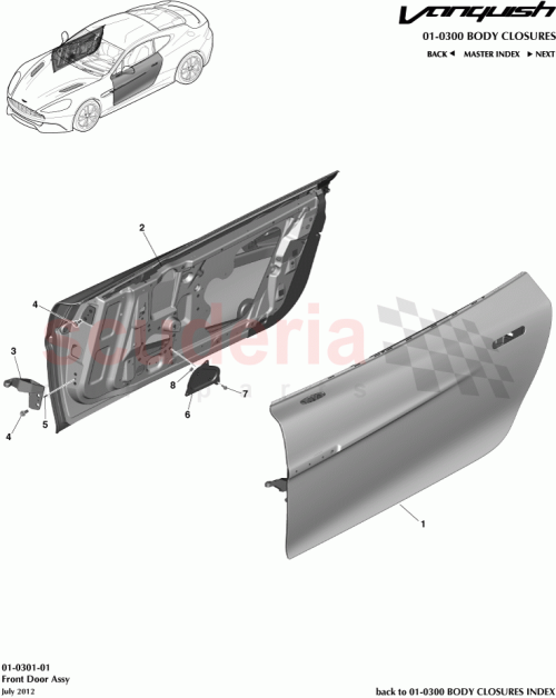 Part Diagram for Aston Martin CD33-20122-AB