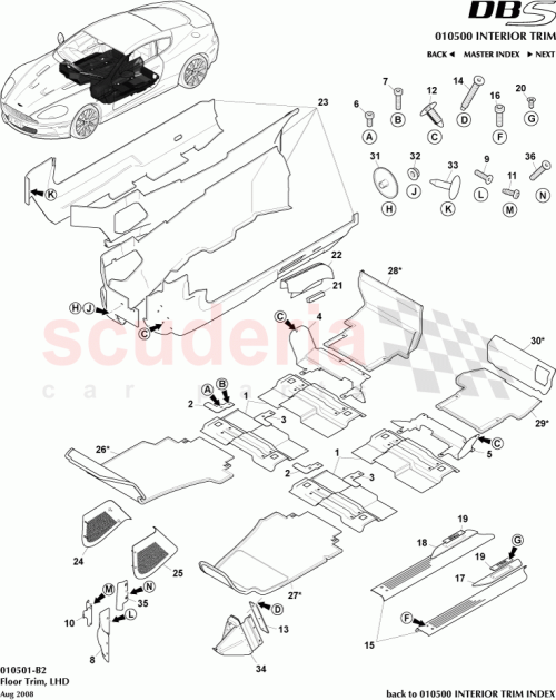 Part Diagram for Aston Martin 701554