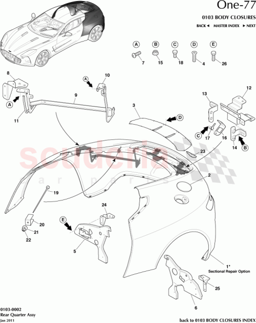 Part Diagram for Aston Martin DBYA02031-A