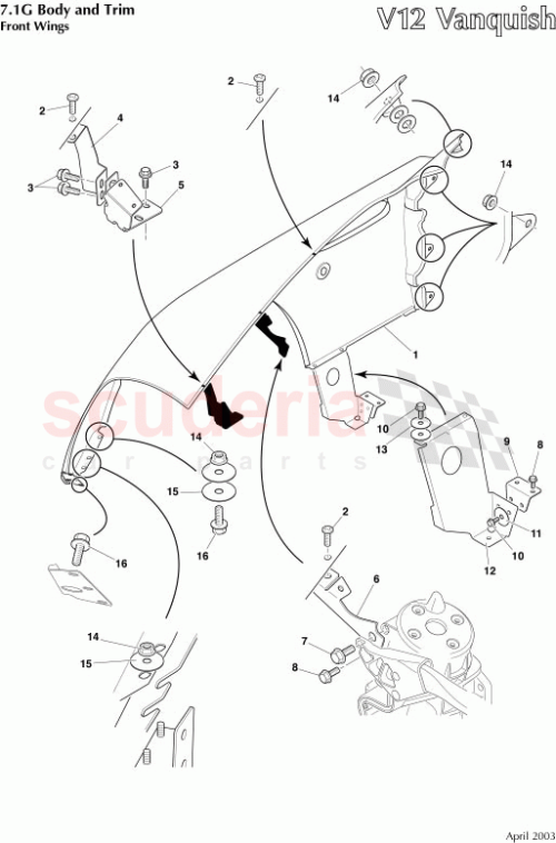 Part Diagram for Aston Martin 1R12-631204-AG