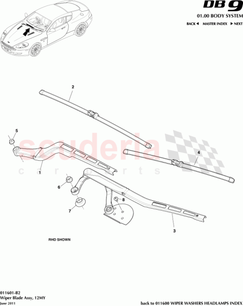 Part Diagram for Aston Martin 703085