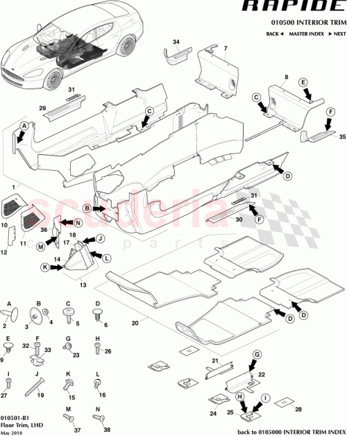 Part Diagram for Aston Martin FD43-281B11-ABW