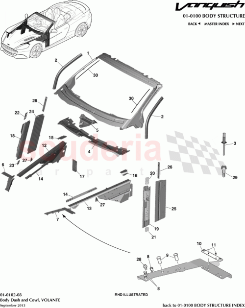 Part Diagram for Aston Martin ED33-71490-AA